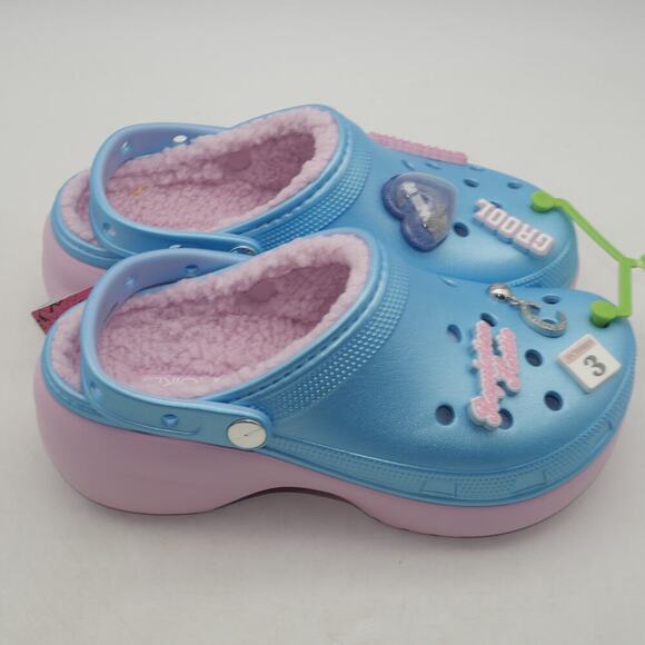 New Mean Girls Classic Platform Clogs Sandals Blue Pink Fuzzy Lining Women's 8 - Picture 3 of 9